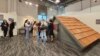 "The Roof," an installation in the Ukraine pavilion at the COP28 climate summit in Dubai, UAE, commemorates the homes lost to flooding in the Kherson region caused by the Kakhovka Hydroelectric Power Plant explosion, Dec. 5, 2023. (Bilal Hussain/VOA)