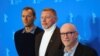 Director Alex Gibney, former tennis player Boris Becker and Producer John Battsek attend a photo call to promote documentary 'Boom! Boom! The World vs. Boris Becker' at the 73rd Berlinale International Film Festival in Berlin, Feb. 19, 2023. 
