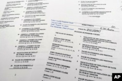 The indictment in Georgia against former President Donald Trump is photographed Aug. 14, 2023.