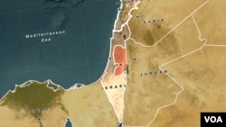 Peta Israel dan sejumlah negara tetangga: Mesir, Yordania, Suriah dan Lebanon.