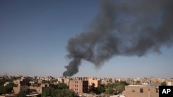Smoke is seen in Khartoum, Sudan, April 19, 2023.