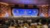 Senegalese President Macky Sall opened the eighth edition of the International Forum of Dakar on Peace and Security with a speech on Oct. 24, 2022. (Annika Hammerschlag/VOA)
