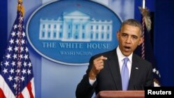 Presiden Barack Obama saat menyampaikan pernyataan terkait kontroversi seputar isu kesehatan Veteran di Gedung Putih, 21 Mei 2014 (Foto: dok).