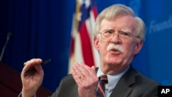 National Security Advisor John Bolton speaks at the Heritage Foundation in Washington, Dec. 13, 2018.