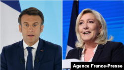 French President Emmanuel Macron, left, and far-right leader Marine Le Pen.