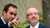 French Defense Minister Sebastien Lecornu, left, and Ukrainian Minister of Defense Oleksii Reznikov talk at the French Defense Ministry, in Paris, Jan. 31, 2023. 