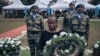 Bintou Keita, la cheffe de la Monusco, la mission de l'ONU en République démocratique du Congo, assiste à une cérémonie en l'honneur des casques bleus morts lors de violentes manifestations contre la Monusco, à Goma, le 1er août 2022.