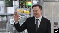Tesla CEO Elon Musk attends the opening of the Tesla factory Berlin Brandenburg in Gruenheide, Germany, March 22, 2022. 