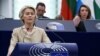 Претседателката ан ЕК Урсула фон дер Лајен држи говор во Европскиот парламент во Стразбур, Франција, 9 октомври, 2024