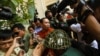 Jailed opposition party lawmaker Um Sam An is charged with incitement over comments he made about the border demarcation between Cambodia and Vietnam, Tuesday, May 17, 2016. (Leng Len/VOA Khmer)