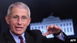 Direktur Institut Nasional Alergi dan Penyakit Menular Anthony Fauci berbicara selama pengarahan tak terjadwal setelah pertemuan Satuan Tugas Virus Corona di Gedung Putih pada 5 April 2020, di Washington. (Foto: AFP)