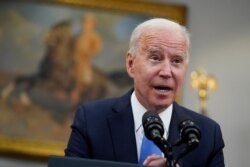 FILE - President Joe Biden speaks in the Roosevelt Room of the White House in Washington, May 13, 2021.