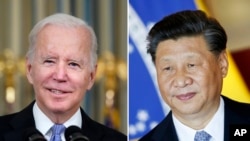 FILE - Presiden AS Joe Biden di Washington, 6 November 2021 (kiri), dan Presiden China Xi Jinping di Brasília, Brazil, 13 November 2019. (Alex Brandon, Eraldo Peres/AP)
