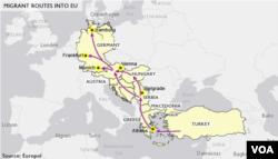 Migrant routes into EU