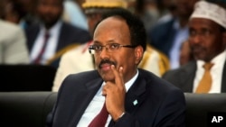 FILE - Somalia's President Mohamed Abdullahi Mohamed, also known as Farmajo, attends his inauguration ceremony in Mogadishu, Somalia on Feb. 22, 2017.