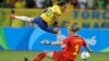 Un match entre l'équipe féminine de football brésilienne et suédoise lors des JO de Rio, le 6 août 2016.