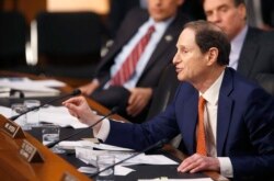 Senate Intelligence Committee member Sen. Ron Wyden, D-Ore. questions CIA Director John Brennan on Capitol Hill in Washington, Feb. 9, 2016.