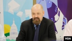 FILE: Arend Zwartjes, public affair officer of the US Embassy in Cambodia talks to reporters in the launching ceremony of American Center in the US Embassy in Phnom Penh, Cambodia on February 27, 2018. (Tum Malis/VOA Khmer)