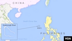 斯卡伯勒浅滩(中国称黄岩岛，菲律宾称马辛洛克浅滩)地理位置图。 