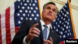 FILE - U.S. Senator Mitt Romney (R-UT) speaks at news conference about the Tobacco to 21 Act, which would raise the minimum age to buy tobacco products and e-cigarettes to 21, on Capitol Hill in Washington, May 8, 2019.