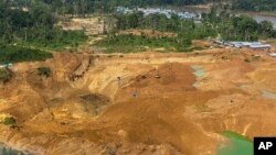 Deforestation is visible near the Muchacha mine in November 2020, near the Okapi Wildlife Reserve in Congo.
