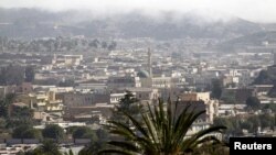 FILE - A general view shows buildings in the central business district of Eritrea's capital, Asmara, Feb. 16, 2016. 