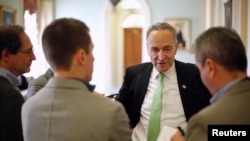 Senator AS Chuck Schumer, dari partai Demokrat, New York, berbicara pada wartawan di Capitol di Washington, 13 Desember 2014. 