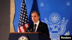 Menteri Luar Negeri AS Antony Blinken berbicara dalam konferensi pers di Yerusalem, Selasa, 25 Mei 2021. (Foto: Ronen Zvulun/pool/Reuters)