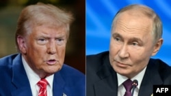 Kombinasi foto: Presiden AS Donald Trump dan Presiden Rusia Vladimir Putin. 