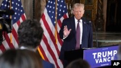 U.S. President-elect Donald Trump speaks during a news conference at Mar-a-Lago on Jan. 7, 2025, in Palm Beach, Florida.