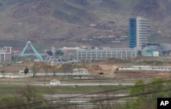 The Kaesong industrial complex in North Korea is seen from the Taesungdong freedom village inside the demilitarized zone in Paju, South Korea, April 24, 2018.