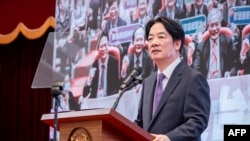 Presiden Lai Ching-te dalam konferensi pers di Kantor Kepresidenan Taiwan di Taipei, 19 Juni 2024. (Handout / KANTOR PRESIDEN TAIWAN / AFP)