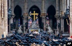 Katedral Notre Dame di Paris pasca kebakaran (16/4).