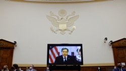 U.S. Secretary of State Antony Blinken testifies on the U.S. withdrawal from Afghanistan at a virtual hearing of the House Foreign Affairs Committee in Washington, Sept. 13, 2021.