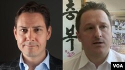 前加拿大外交官康明凯（左）和商人斯帕沃尔
