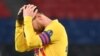 Lionel Messi, mosani monene ya FC Barcelone asimbi motu na match moko ya UEFA, 16e de finale, na Paris Saint-Germain, na Paris. France, 10 mars 2021.