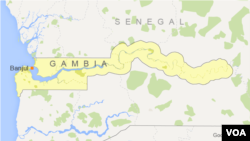 Peta wilayah Gambia.