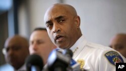 Kepala polisi Baltimore Anthony Batts dalam sebuah konferensi pers mengenai investigasi kematian Freddie Gray di Baltimore, April 2015.