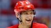 Russia forward Alexander Ovechkin laughs with teammates during a training session at the 2014 Winter Olympics, Feb. 10, 2014, in Sochi, Russia. 