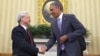 FILE - President Barack Obama, right, meets with Vietnamese Communist party secretary general Nguyen Phu Trong in the Oval Office of the White House, on July 7, 2015, in Washington. 