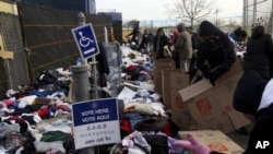 Salah satu TPS di Staten Island, New York yang juga jadi tempat pengumpulan sumbangan bagi para pengungsi korban badai Sandy (6/11).