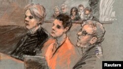 Sketsa persidangan menunjukkan Jack Douglas Teixeira hadir dalam persidangan kasusnya di pengadilan federal di Boston, pada 19 April 2023. (Foto: Reuters/Margaret Small)