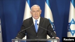 Perdana Menteri Israel Benjamin Netanyahu berpidato di Yerusalem, 13 Februari 2018.