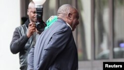 South African President Cyril Ramaphosa arrives at the African National Congress (ANC) National Executive Committee meeting in Johannesburg, South Africa, Dec. 5, 2022. 